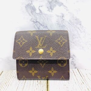 Authentic Louis Vuitton Monogram Elise Envelope Wallet Canvas Brown